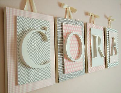 Pink And Gray Nursery,nursery Letters,girls Nursery Wall Art,pink Letter 8 X 10
